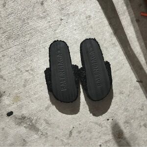 Balenciaga Black Furry Slippers